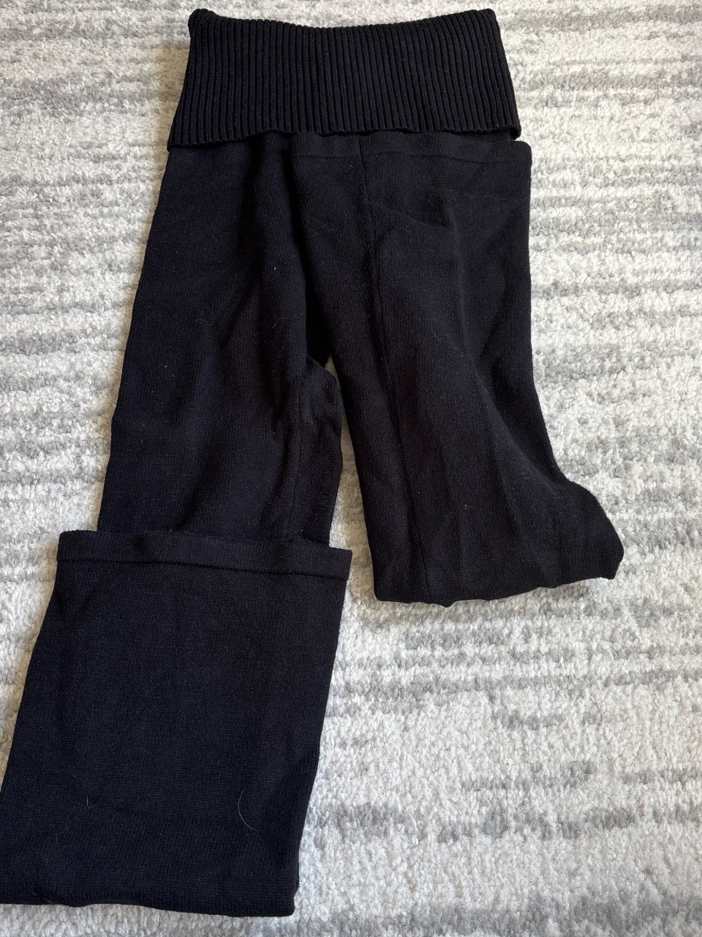 Woman's Aeropostale Black Fold-Over Waist Knit Leggings